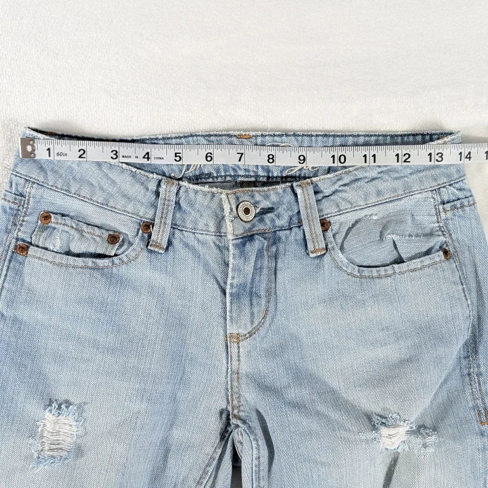 ❤️ American Eagle True Boot Distressed 100% Cotton Size 0 Short Light Wash - Picture 8 of 14